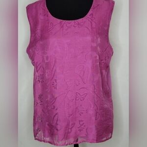 Sara Morgan Vintage Jacquard Weave Butterfly Sleevless Top - Size XL